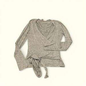 GAP Gray Long Sleeve Wrap Top